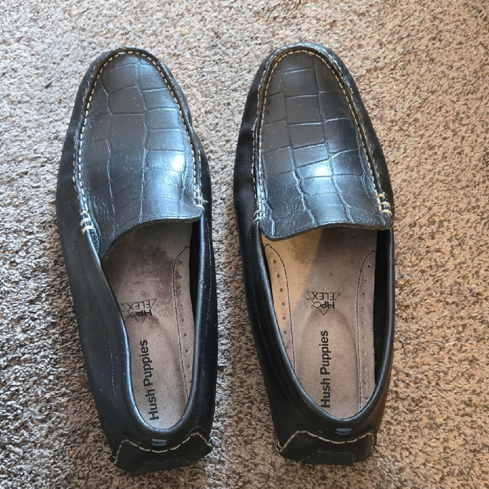 Mens Hush Puppies Croc-Embossed Black Slip-Ons. 🖤 Size 13